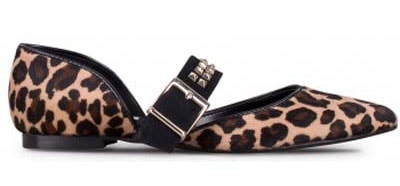 Leopard μπαλαρίνες με μεταλλική αγκράφα και διακοσμητικά τρουκς -  Classico Donna