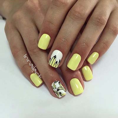 Μπανανί νύχια - Μανικιούρ σε κίτρινο χρώμα (11)