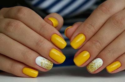 Μπανανί νύχια - Μανικιούρ σε κίτρινο χρώμα (28)