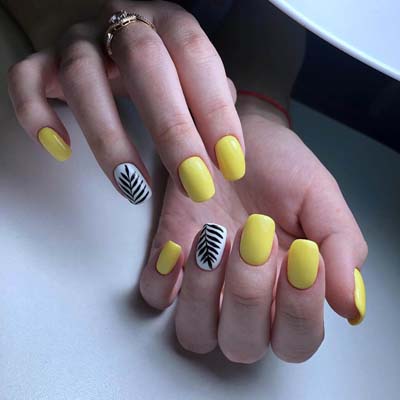 Μπανανί νύχια - Μανικιούρ σε κίτρινο χρώμα (36)