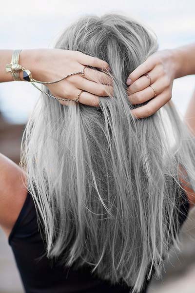 Silver grey hair