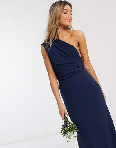 Βαθύ μπλε μάξι φόρεμα που δένει με πολλαπλούς τρόπους στο λαιμό