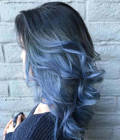 Όμπρε blue hair με καστανή βάση και denim άκρες
