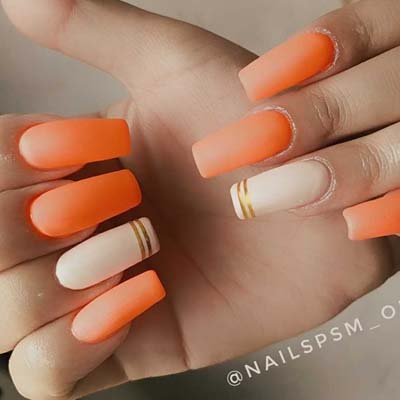 Πορτοκαλί ματ νύχια
