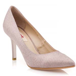 Ροζ χρυσές γόβες με glitter και μεσαίο τακούνι – nak shoes