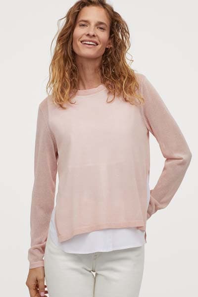 Ροζ μπλουζάκι με εσωτερική λευκή επένδυση για μέλλουσες μαμάδες