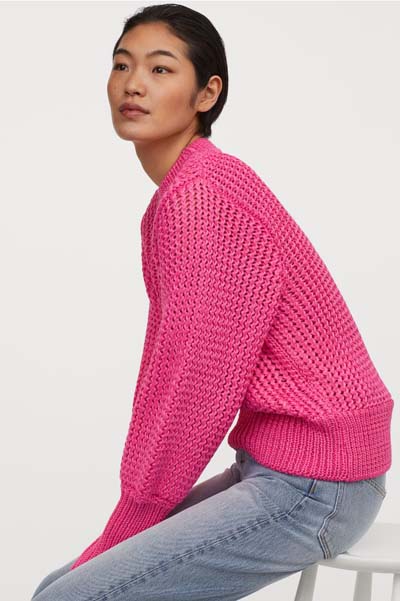 Νέον ροζ πλεκτό πουλόβερ