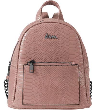 Ροζ snake backpack KEM με τσεπάκι και αλυσίδα στα λουράκια