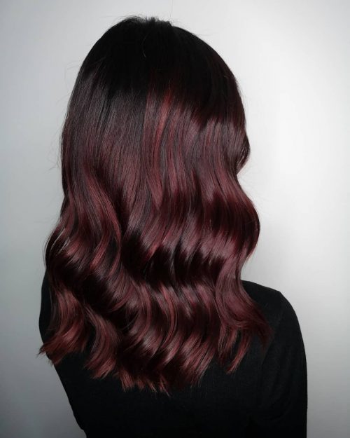 Σκούρο black red ombre hair