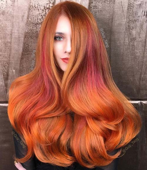 Πορτοκαλί, ροζ και χάλκινα μαλλιά