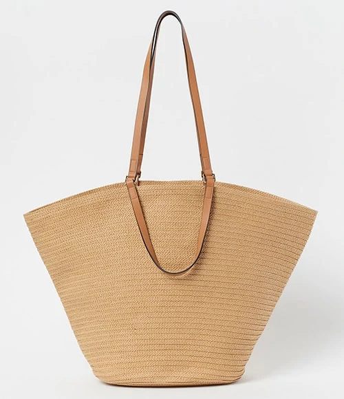Ψάθινη shopper bag σε φυσικό χρώμα - H&M