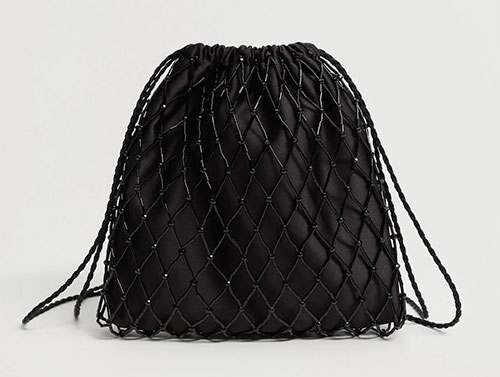 Διχτυωτό μαύρο πουγκί από χάντρες - MANGO
