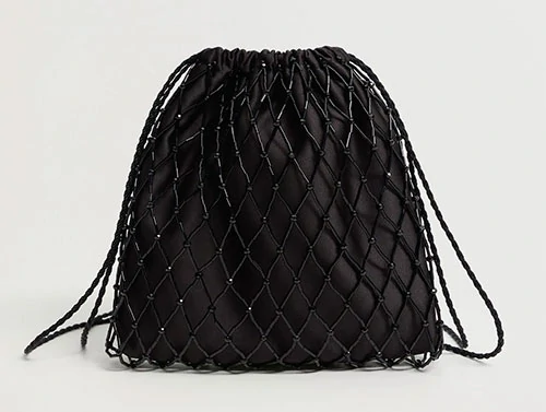 Διχτυωτό μαύρο πουγκί από χάντρες - MANGO