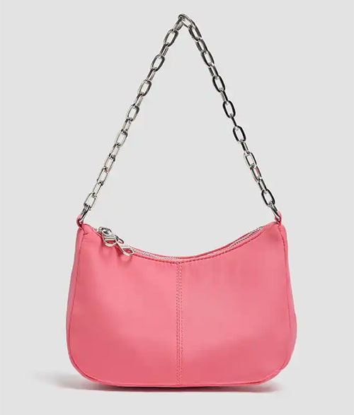 Ροζ τσάντα ώμου με αλυσίδα - Pull & Bear