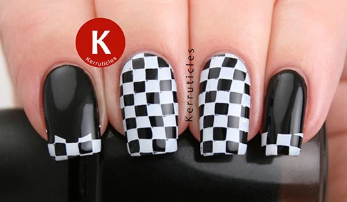 Checkered nail art