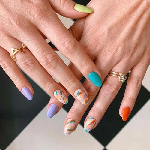 Abstract nail art & pastel nails