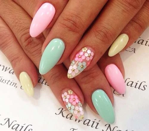 Pastel nails and floral nail art