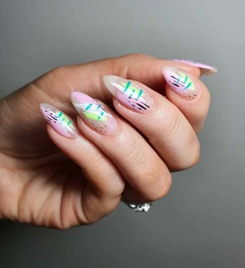 Pastel pink abstract nails