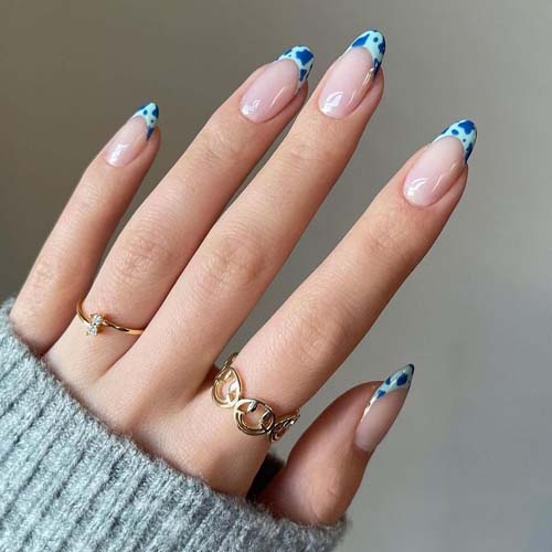 Blue indie french nails