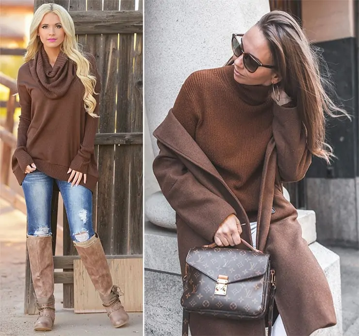 Outfits με chocolate brown μπλούζα ή πουλόβερ (2)