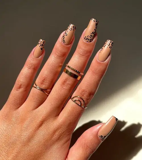 Μπεζ νύχια με λεοπάρ σχέδιο - Photo: @kuypernailart
